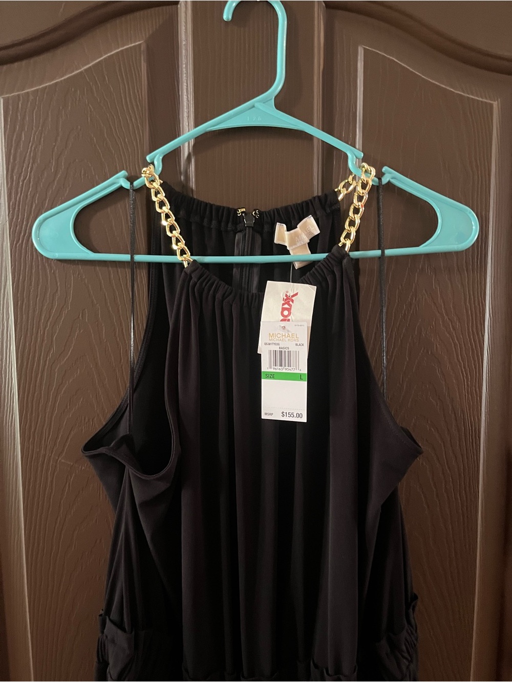 Michael Kors Black Jumpsuit with Gold Chain Straps